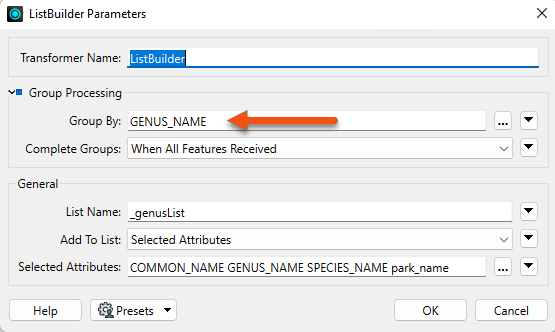 Configuring the ListBuilder
